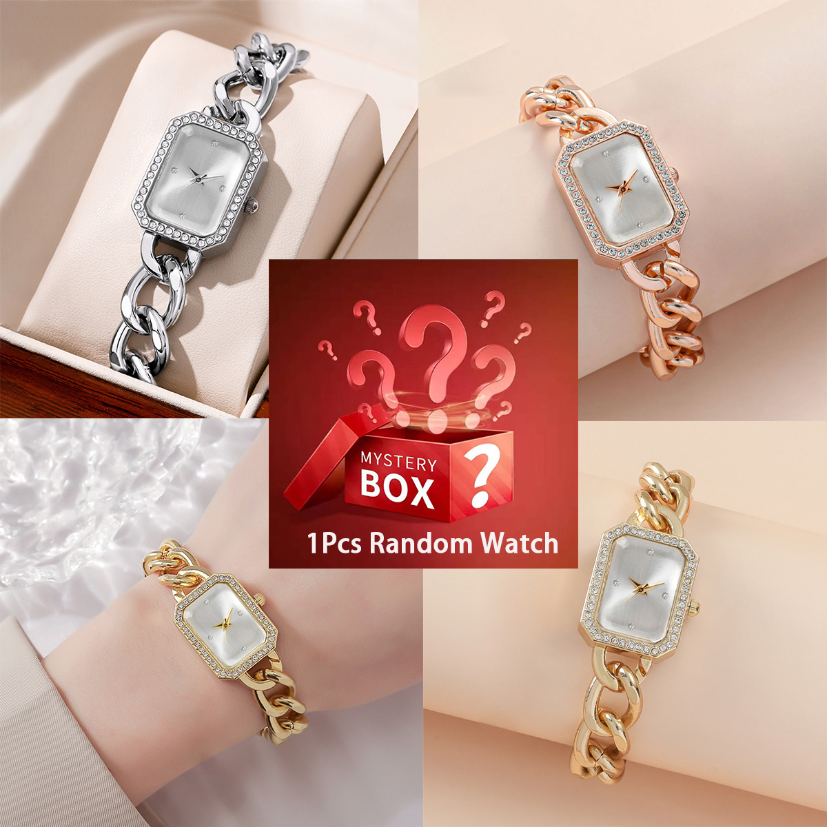 Luxury Watch Box - Mystery box contains 1randomcolor watch quartz