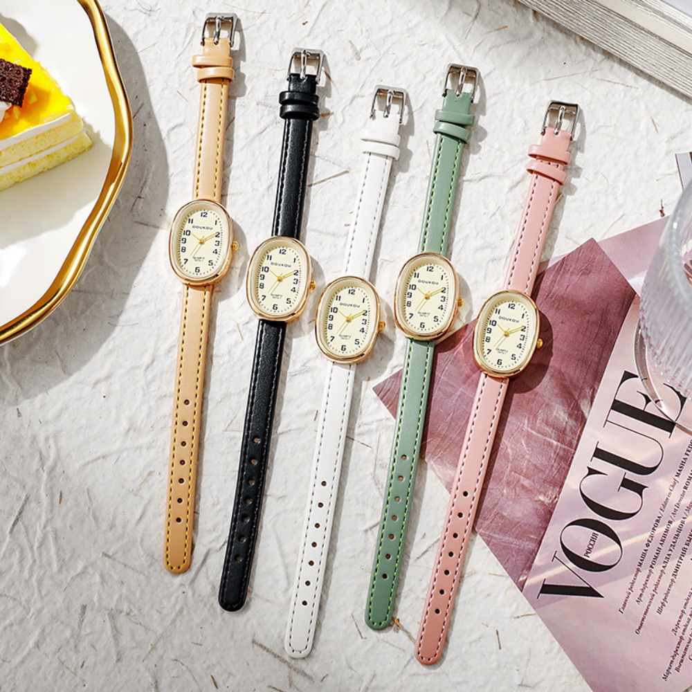 Luxury Watch With Leather Strap - Luxury Oval Dial Women Watches Fashion