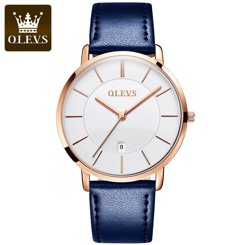 Luxury Watch With Leather Strap - OLEVS Fashion Ultra Thin Womens Watches