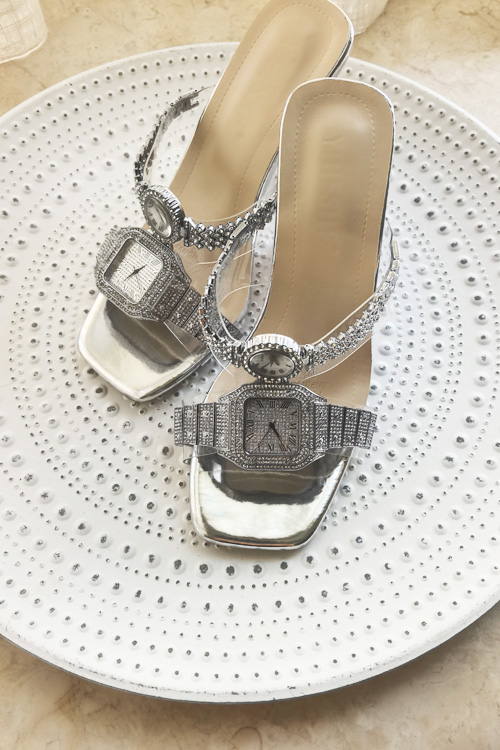 Luxury Watch With Leather Strap - Original design Crystal watch high heels