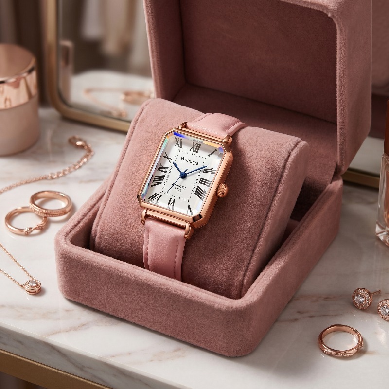 Luxury Watch With Leather Strap - Fashion Rectangle Quartz Watches for Women