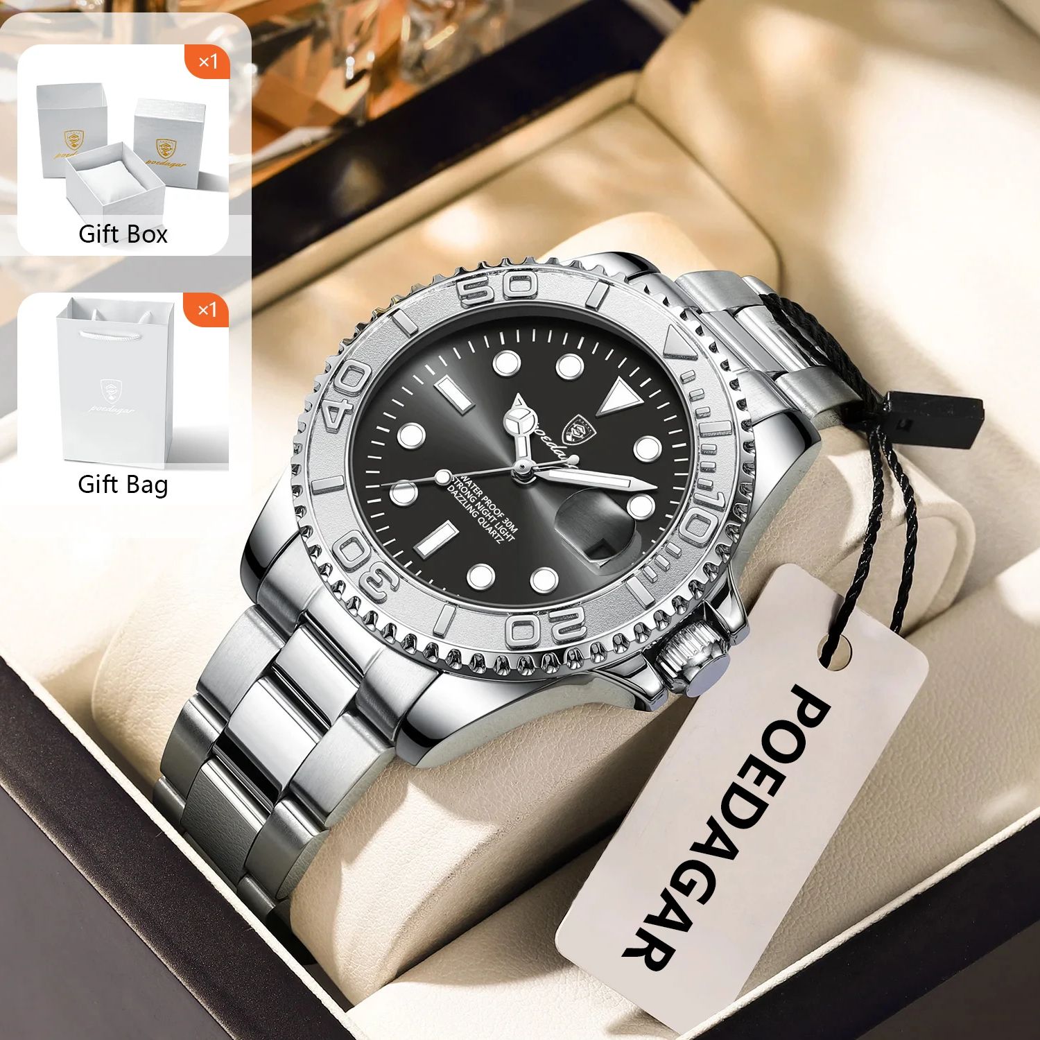 Luxury Watch And Bracelet - POEDAGAR Trendy Sport Man Watch Luminous