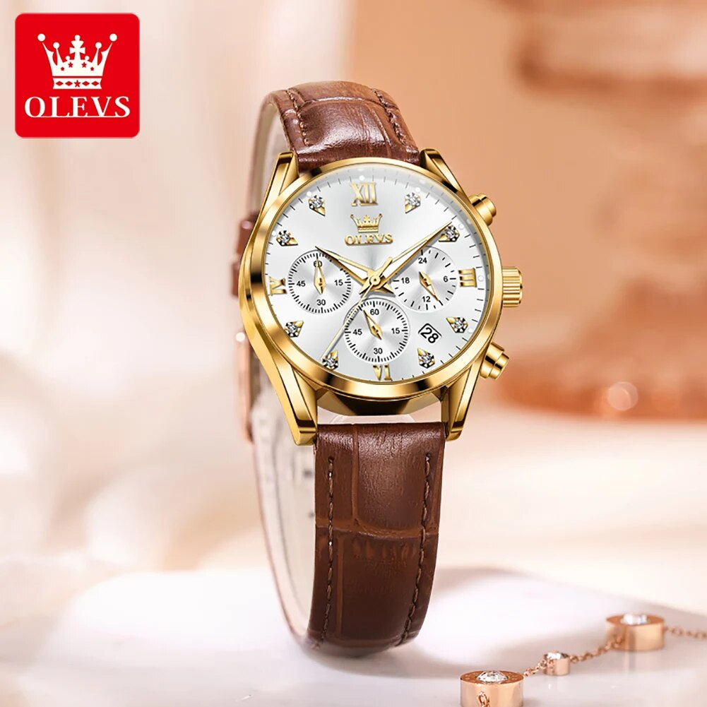 OLEVS 5523 Women's Watches Lea - đánh giá và giá Luxury Watch With Leather Strap