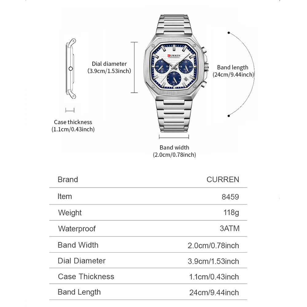 CURREN Luxury Square Chrono Wa - đánh giá và giá Luxury Watch And Bracelet